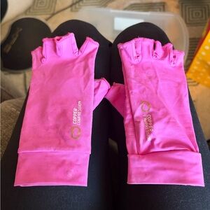 Pink Copper Compression Fingerless Gloves by OC